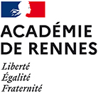 Logo bleu blanc rouge de l'académie de Rennes avec le slogan Liberté 2galité Fraternité